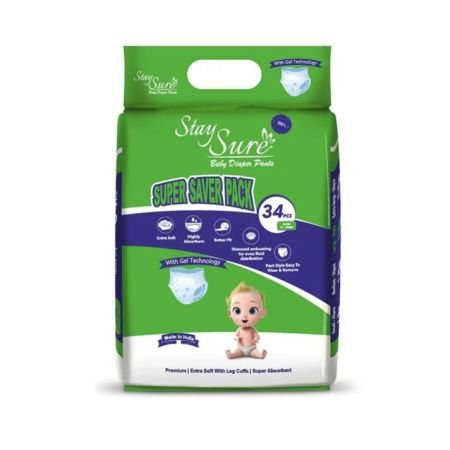 Stay Sure Baby Diaper Pants/Pull Up Large Size Pack Of 34 Pcs