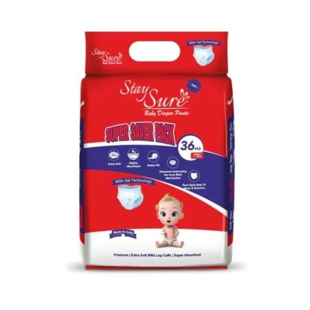 Stay Sure Baby Diaper Pants/Pull Up Medium Size Pack Of 36 Pcs