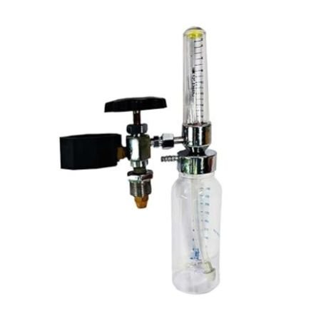 Oxygen flow meter with humidifier bottle and fine adjustment valve | Manually Control Oxygen Flow