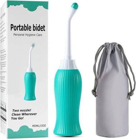 Portable Bidet Sprayer, 500ml Travel Bidet Bottle with Dual Nozzles, Personal Hygiene Care