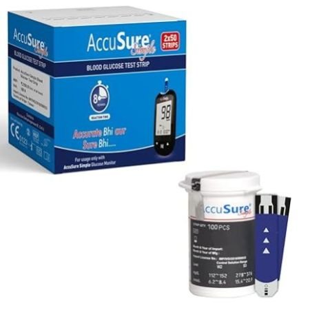 Simple Blood Glucose Test 100 Strips, 2 X 50 Test Strip (Multicolor)