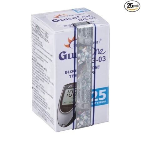 Dr. Morepen BG-03 Blood Glucose Test Strips, Pack of 25(No Glucometer)
